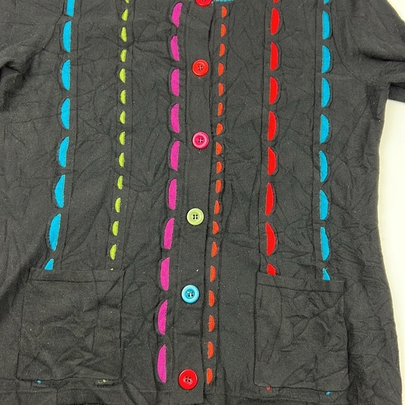 Elena Wang Women's Vintage Ribbon Colourful Button Down Cardigan - Picture 8 of 13